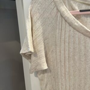 Reformation Cream Cowl Neck Sweater with Ribbed Texture